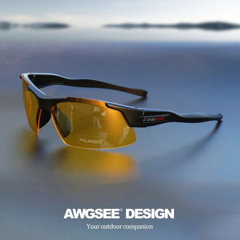 Men's Semi-Rim Polarized Sports Glasses - Matte Durable Frame & HD Coated Lenses for Golf/Fishing/Travel/Daily Use