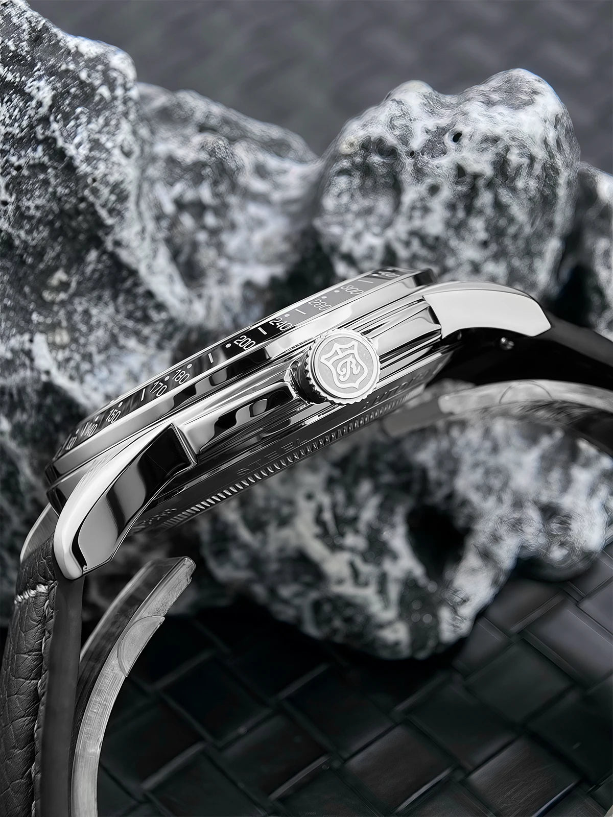 ROLENDO 1908 Men Automatic Mechanical Watch 21 Jewels Black Genuine Leather Business Wristwatch Waterproof Luxury Male Timepiece