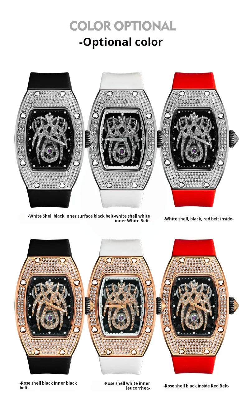 HANBORO Spider Collection Spider Ruby and Diamond Crafted Luminous Full Diamonds Luxury Women's Watch