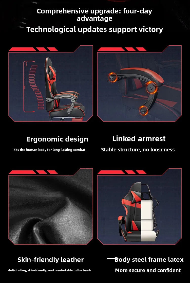 Ergonomikus gaming szék számítógépasztalhoz, dönthető otthoni irodai gaming szék háttámasszal hosszabb játékmenetekhez