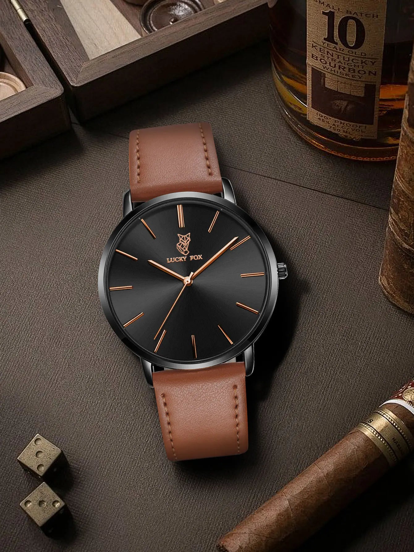 LUCKY FOX Classic Luxury Men Watch Simple Casual Men and Women Round Large Dial Quartz Watch Clock Gifts Men Reloj