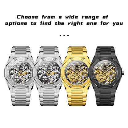 OLEVS Watches Luxury Man High Quality Original Fully Skeleton Automatic Mechanical Watch Stainless Steel Men Watches Gifts Box