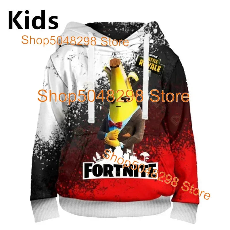 Sweatshirt com capuz para homem e mulher com estampado 3D Battle Royale Fortnite Victory — hoodie streetwear com capuz para rapazes e raparigas