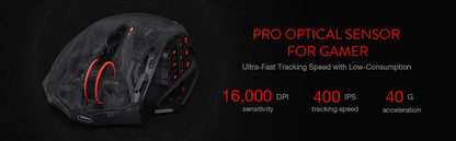 Redragon M913 gamer egér, 16000 DPI, vezetékes / 2.4Ghz vezeték nélküli, RGB optikai, 16 programozható gomb, fekete/fehér