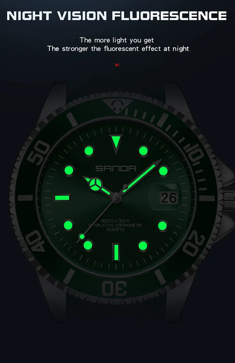 SANDA 7018 Hot Sell Men Quatrz Watch Sport Mens Watches Top Brand Luxury Waterproof Silicone Quartz Clock Men Relogio Masculino