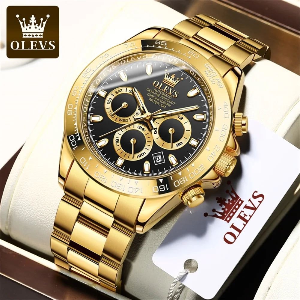OLEVS 6638 Original Brand Classic Man Watch Luxury Automatic Mechanical Wrist Watches for Men Chronograph Waterproof Men's Watch