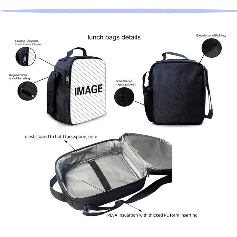 Child Hot Game F-FortniteS Insulated Large Capacity Bag for Boy Girl Student Outdoor Picnic Resuable Thermal Cooler Lunch Box
