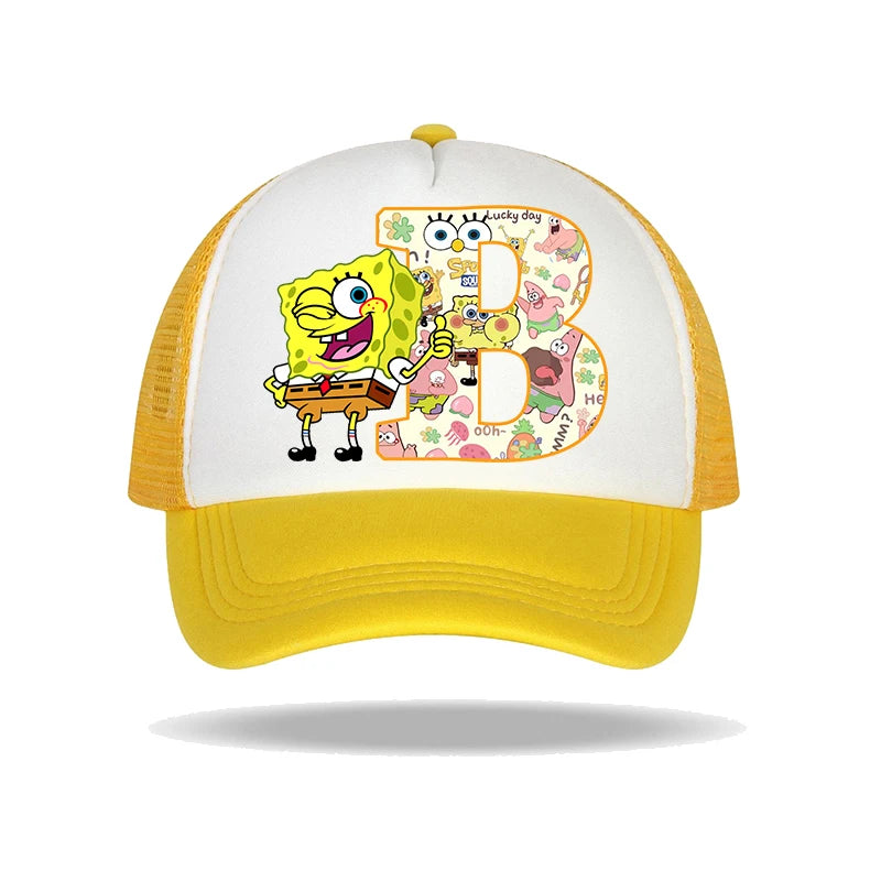 SpongeBob SquarePants basebollkeps för barn och vuxna med bokstavstryck, solhattar, anime, tecknad film, justerbara kepsar med skärm, sommarhattar, vardagshattar, ny
