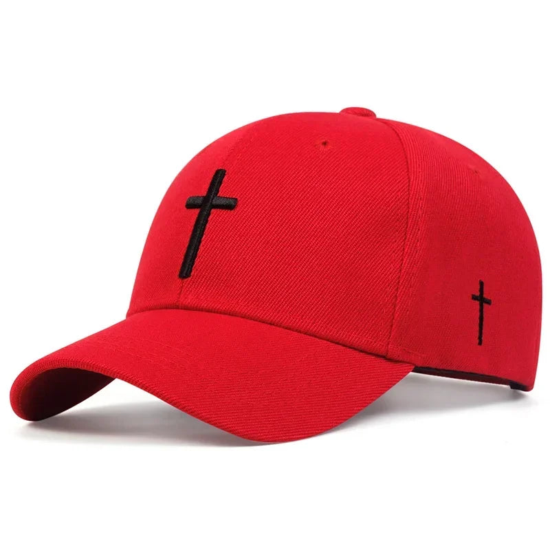 Unisex Cross Embroidery Baseball Caps Outdoor Adjustable Spring and Autumn Casual Sunscreen Hat