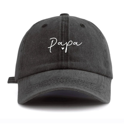 1Pc PAPA Print Washed Baseball Cap,Classic Casual Retro Adjustable Lightweight Sun Protection Versatile Driver Cap for DailyWear