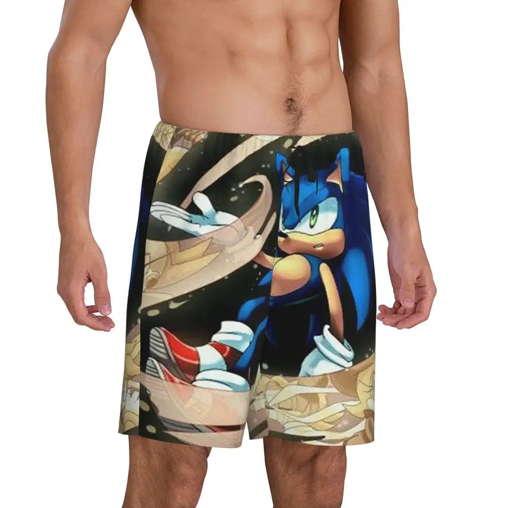 Custom Shadow The Hedgehog Sonic Poster Short Pajama Pants Men Sleepwear Sleep Lounge Bottom Shorts Sleeping Pants