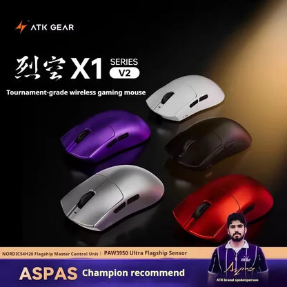 ATK Blazing Sky X1 V2 Wireless Gaming Mouse, Dual Mode 8K PAW3950 Ultra Esports Mouse, Ergonomic Rechargeable Wireless Gaming Mouse for Gaming & Office