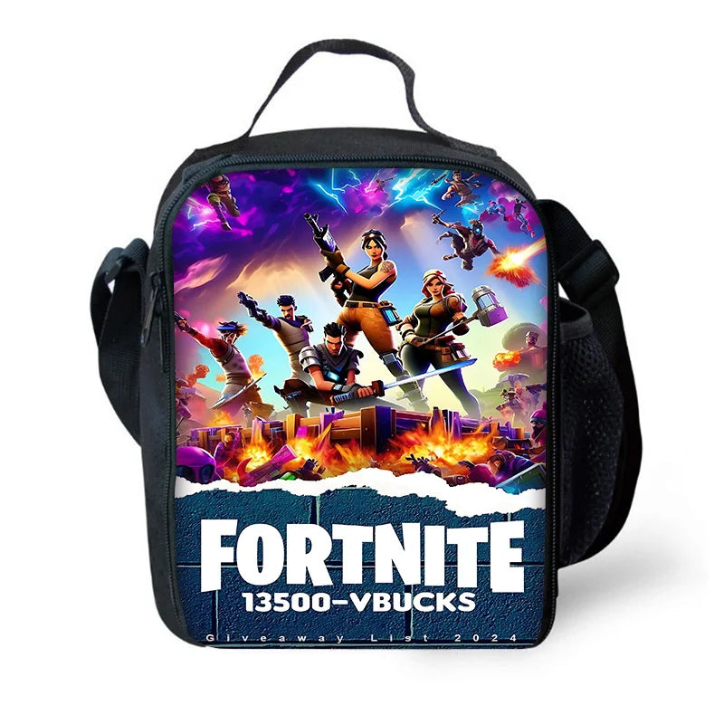 Hot Game Child School Backpack with Lunch Bags ,Design-F-FortniteS Pencil Bags ,School Bags for Boys Girls Best Gift