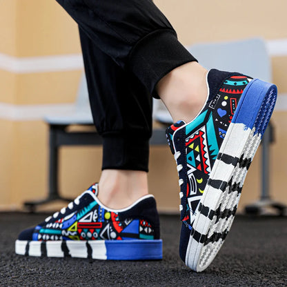 YRZL skateboard-sko til mænd, sneakers i kanvas, afslappede og åndbare gåsko, lette flade sko til mænd, trendy streetwear-sportssko