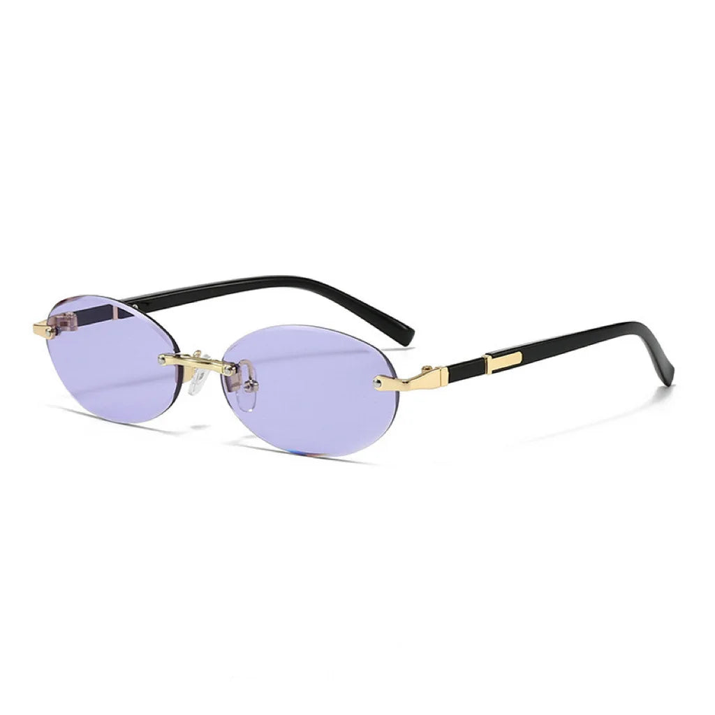 New Rimless Sunglasses Oval Fashion Popular Women Men Shades Small Ellipse Sun Glasses for Female Male Party Traveling Glasses