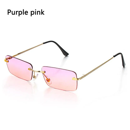 Fashion Rimless Rectangle Sunglasses Women Luxury Design Sun Glasses Ladies Retro Gradient Eyewear Summer UV400 Sun Shades