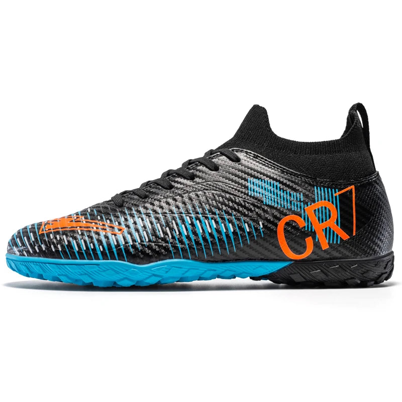 Kids Anti Collision Toe Football Boots Lace Up Closure Short Non Slip Studs Wearproof Breathable Outdoor Grass Game Shoes
