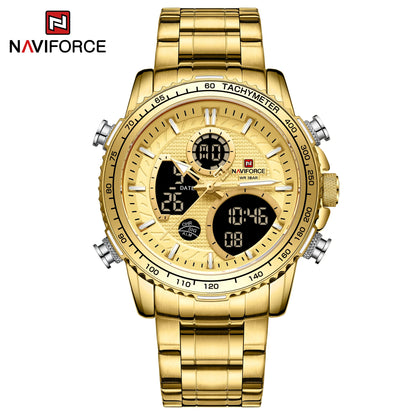 Montre de sport pour homme NAVIFORCE – Montre-bracelet originale de luxe en acier inoxydable, modèle militaire étanche à double affichage