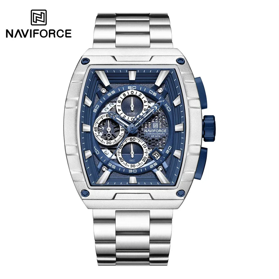 NAVIFORCE Top Brand Men's Watches Luxury Tonneau Quartz Wristwatch Waterproof Chronograph Watch for Men 2025 Auto Date Clock