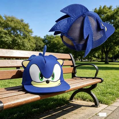 Kids Sonic Hat 3-8 Years 50-54cm Casual Duck Tongue Baseball Cap Adjustable Sun Hat for Boys Girls Outdoor Daily Wear Cosplay