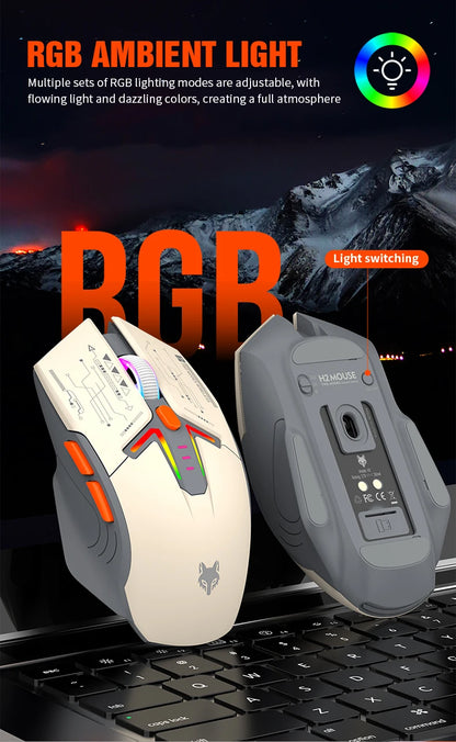XUNSVFOX H2 trådløs Bluetooth-mus med dual-mode, RGB-lyseffekt, til laptop, gaming og kontor, med magnetisk opladning
