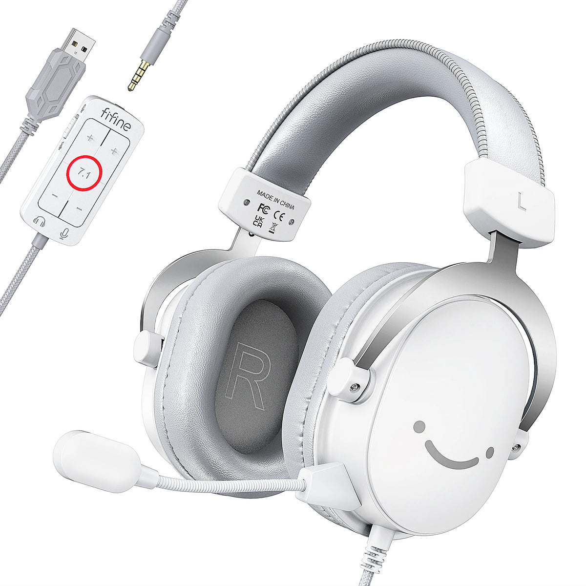 FIFINE – casque de jeu USB avec son Surround 7.1/prise 3.5mm/Microphone, casque filaire sur l'oreille pour PC PS4/5 Xbox Ampligame H9W