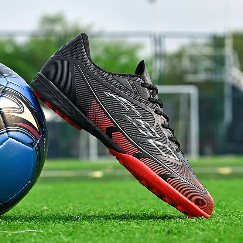 Chaussures de football populaires à tige basse FG/TF, unisexe, pour terrain, entraînement rapide, crampons antidérapants à crampons longs