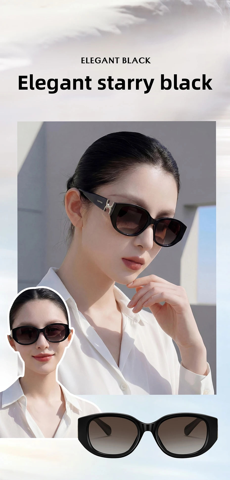 CAPONI New Polarized Women Sunglasses Fshion Luxury Acetate Outdoor Original Design Eyewear UV400 Protection Brown Shade CP36023