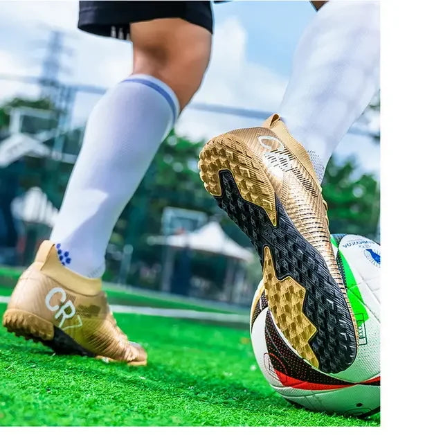 Kids Anti Collision Toe Football Boots Lace Up Closure Short Non Slip Studs Wearproof Breathable Outdoor Grass Game Shoes