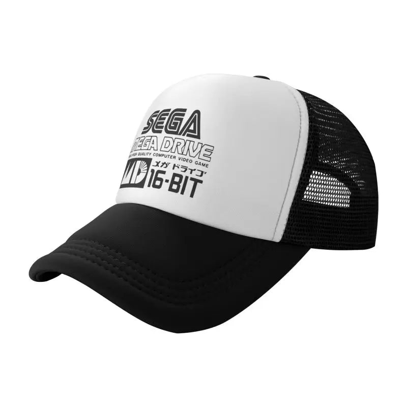 „Sega Mega Drive“ tinklelio beisbolo kepuraitė, unisex hiphopo snapback kepurė, vasarinė kvėpuojanti kepurė su snapeliu nuo saulės, reguliuojama trucker stiliaus kepurė