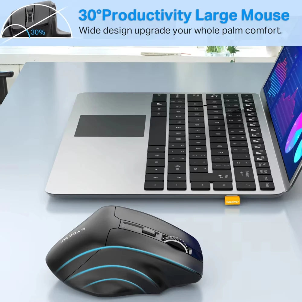 E-YOOSO 2.4G bezdrátová myš PAW3212 4800 DPI ergonomická myš herní myš kancelářská myš pro notebook PC, laptop a MacBook