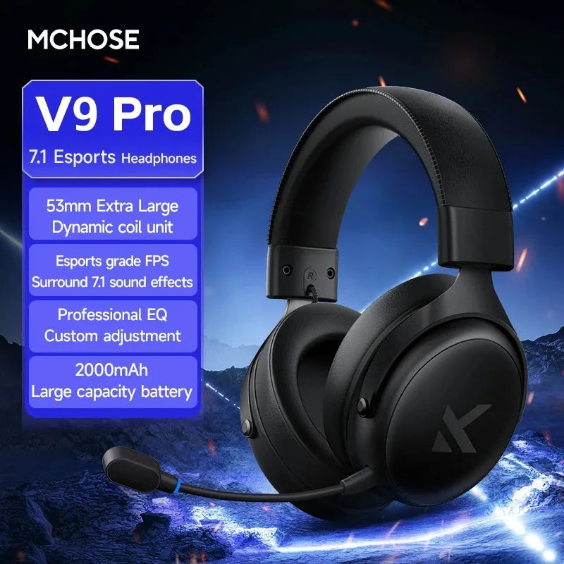 MCHOSE V9 Pro casque de jeu sans fil son Surround casque suppression du bruit micro faible latence léger pour PS5 PC SWITCH