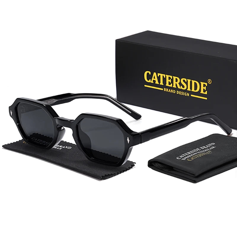 CATERDIDE Retro Polygonal Men Sunglasses Personalized Design Square Frame Sun Glasses for Women Parties Travel Holidays Glasses