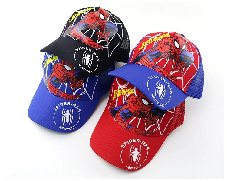 Marvel Anime Figure Spider-Man Cartoon Baseball Cap Cotton Polyester Peaked Cap Boy Girl Headwear Accessories Kids Birthday Gift
