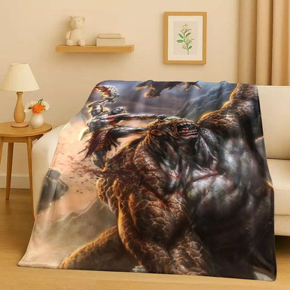 Kratos God of War Game Cartoon Gamer Flannel Blanket,Ultra Soft Warm Plush Throw for Home Bedroom Bed Sofa Cover Picnic Kids