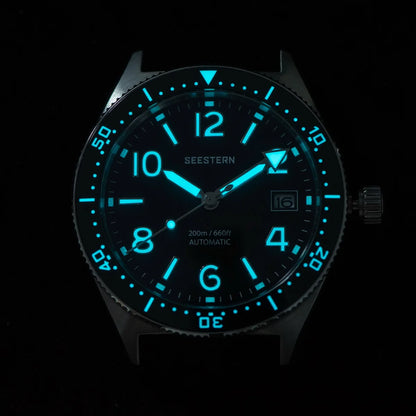 SEESTERN Diver Men's Watch Automatic Mechanical Wristwatches NH35 Movement Ceramic Bezel 20Bar Waterproof Sapphire Luminous S434-2