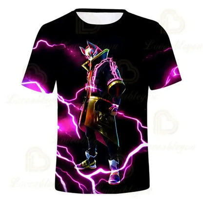 T-shirt Fortnite para Meninos, Tops Infantis de Verão, Roupa de Criança com Gráficos 3D Divertidos do Jogo Battle Royale, T-shirt para Crianças Pequenas e Meninas