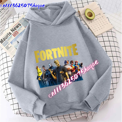 Nova dječja majica s kapuljačom Fortnites s printom crtanog lika iz igre, jesenska ležerna gornja odjeća za djecu, zimska odjeća za dječake