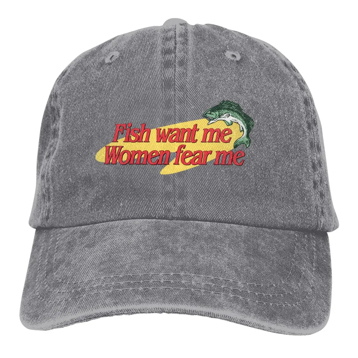 Fish Want Me Women Fear Me Classic Baseball Caps Peaked Cap Fish Go Fishing Fisherman Sun Shade Hats for Men Women
