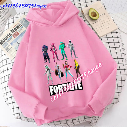 Nova dječja majica s kapuljačom Fortnites s printom crtanog lika iz igre, jesenska ležerna gornja odjeća za djecu, zimska odjeća za dječake