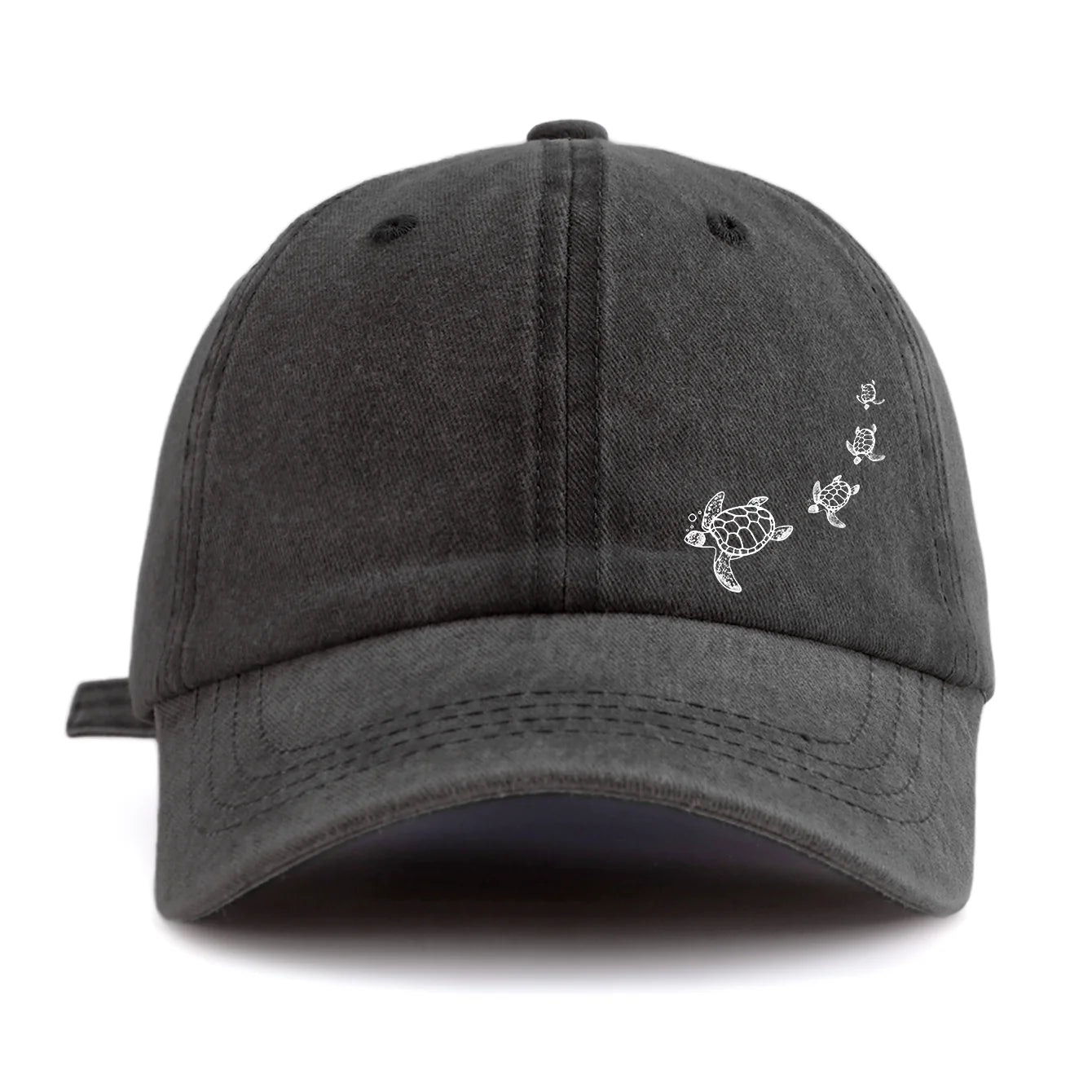 1pc Turtle Print Washed Baseball Cap for Adults,Minimalist Retro Style Casual Soft Adjustable Dad Hat,Perfect As Gift