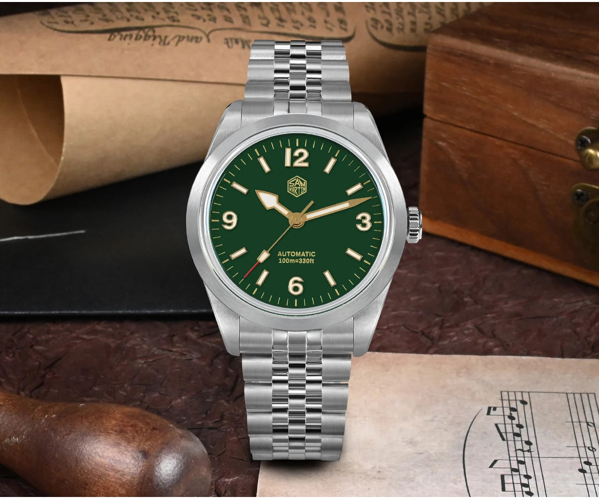 San Martin 38mm Men Sport Watch Fashion Luxury Explore Climbing Automatic Mechanical Sapphire Waterproof 5 Links Bracelet BGW-9