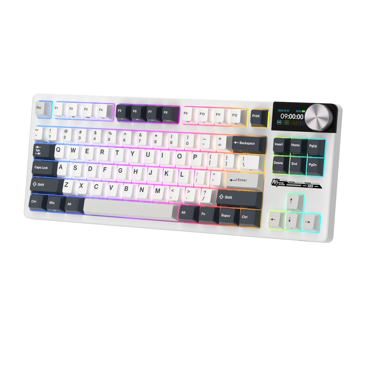RK ROYAL KLUDGE S85 TFT Color Screent Mechanical Keyboard Tri Mode Wireless 85 Keycaps Hot-Swappable Gamer Keyboard RGB Backlit