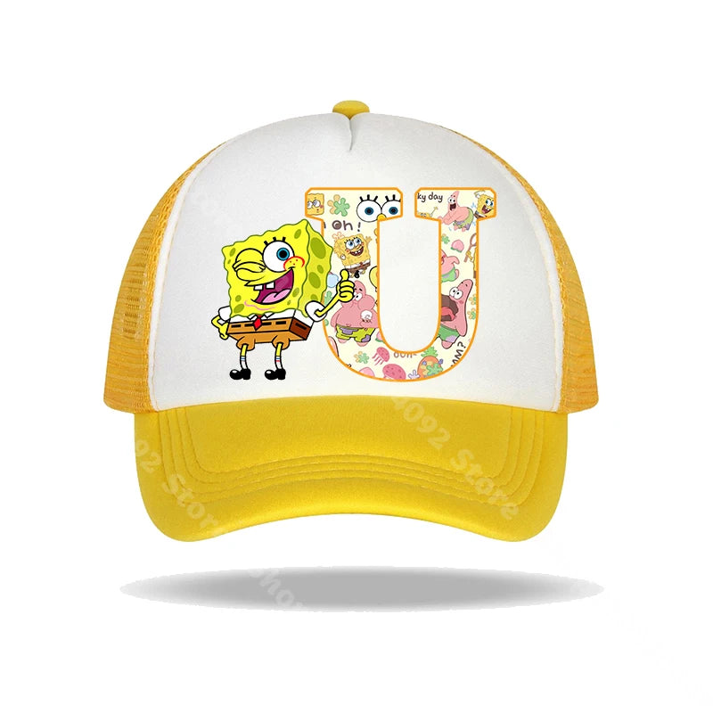 SpongeBob SquarePants basebollkeps för barn och vuxna med bokstavstryck, solhattar, anime, tecknad film, justerbara kepsar med skärm, sommarhattar, vardagshattar, ny