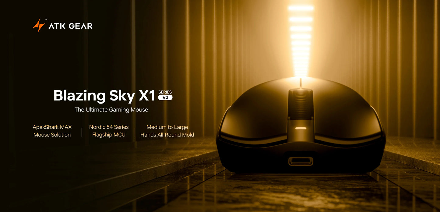 ATK Blazing Sky X1 V2 Wireless Gaming Mouse, Dual Mode 8K PAW3950 Ultra Esports Mouse, Ergonomic Rechargeable Wireless Gaming Mouse for Gaming & Office