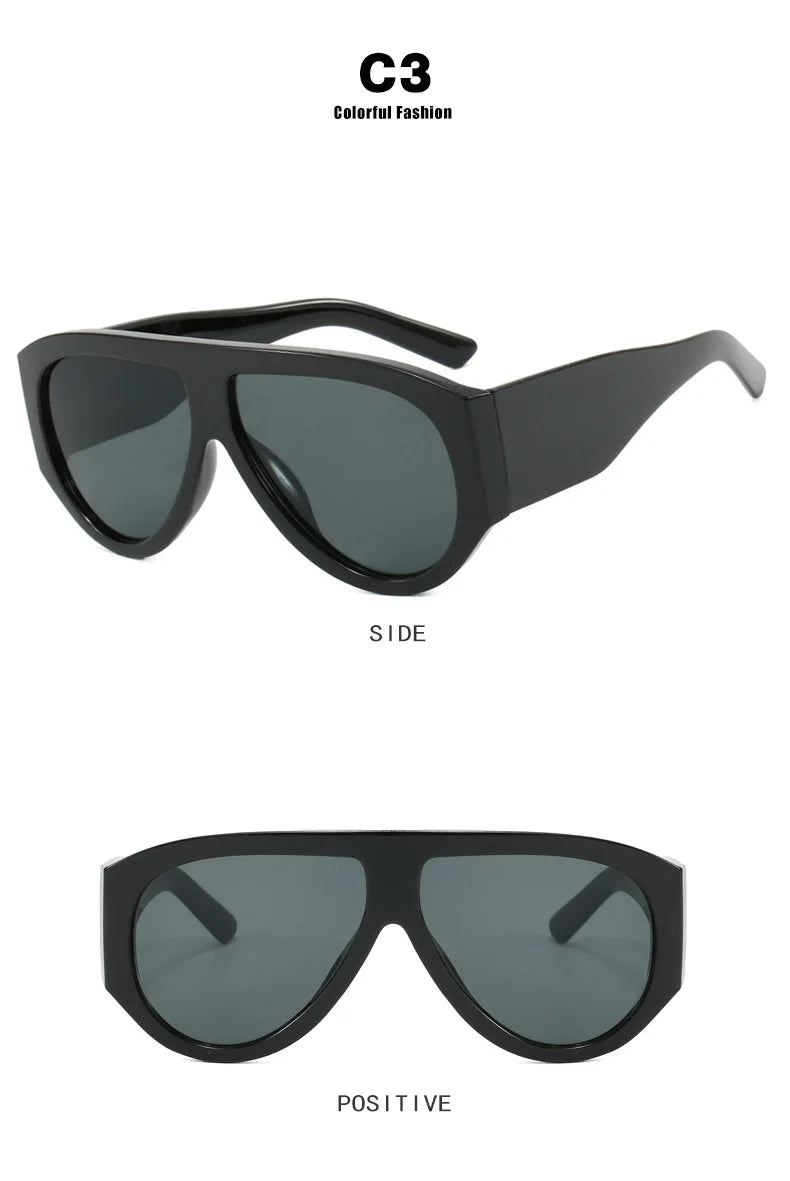 Oversized Pilot Sunglasses Women Fashion 2026 Luxury Big Frame One Piece Gradient Sunglasses Retro Classic Thick Shades