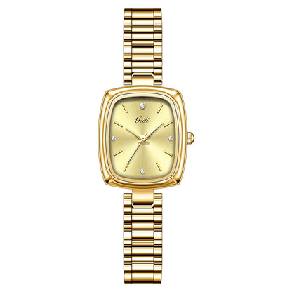 New Gold Watch Women Light Luxury Brand Waterproof Simple Retro Steel Strip Female Student Temperament Fashion Quartz Wristwatch