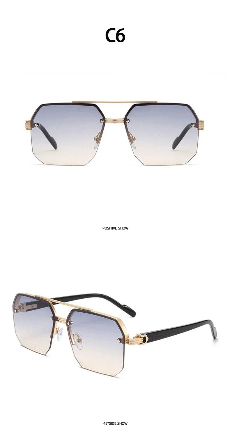2026New Man Woman Sun Glasses Fashion Versatile UV400 Sunglasses High Quality Half-Frame Shades Unisex Double Beam Design Sunnie