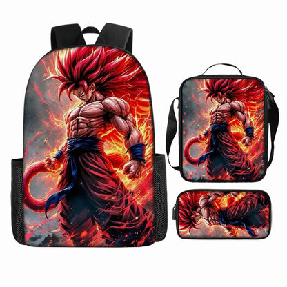 Dragon Ball 3Pcs/Set Backpacks Goku Vegeta Cartoon Print Lunch Bag Pencil Bags Student Casual School Bags Return To School Gift