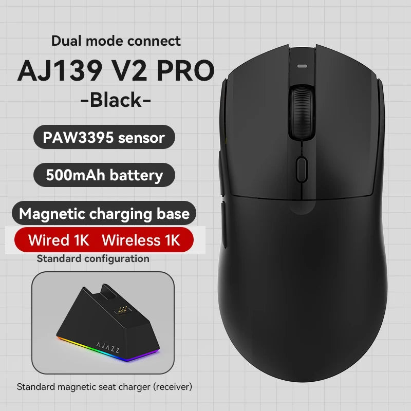 AJAZZ AJ139Pro/AJ139V2MC trådløs mus PMW3395/PAW3311-chipsæt 12000-26000Dpi professionel gamingmus